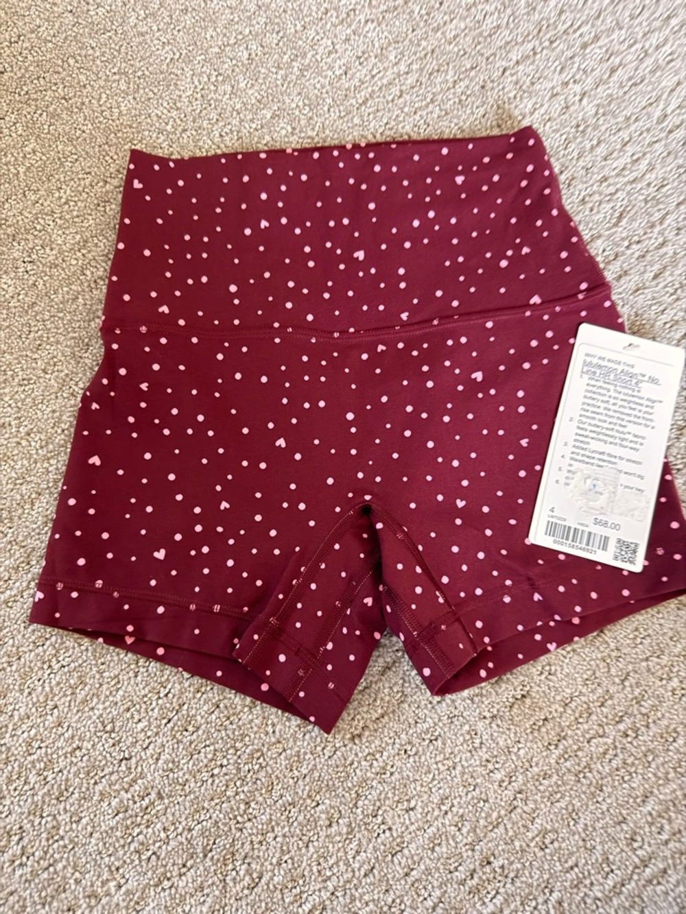 lululemon athletica Burgundy Shorts with Pink Dot Print